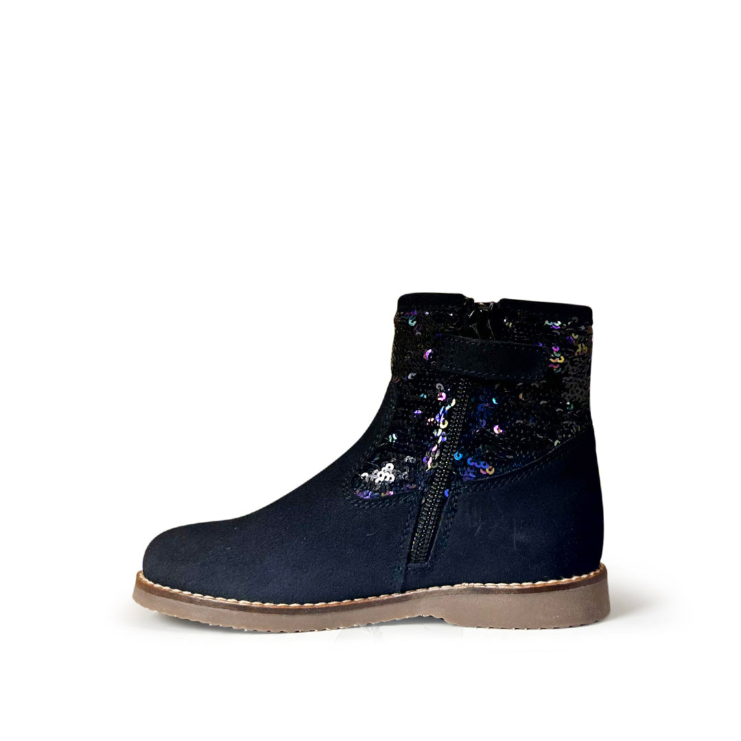 enkellaarsje donkerblauw met glitter
