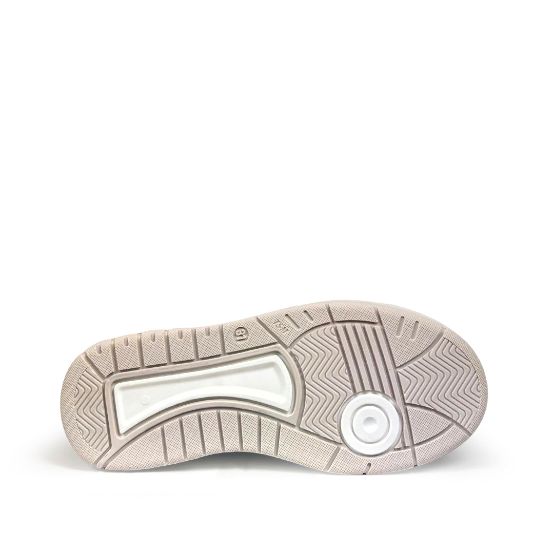 Sneaker in beige met koraal details