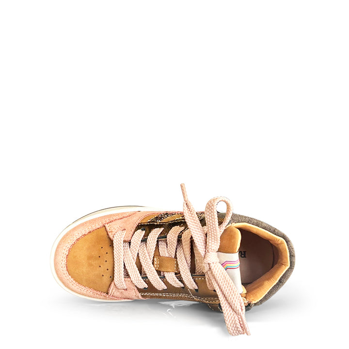 Hoge bruine sneaker met glitters