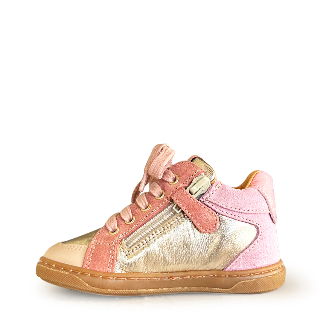 Sneaker in zilver met roze