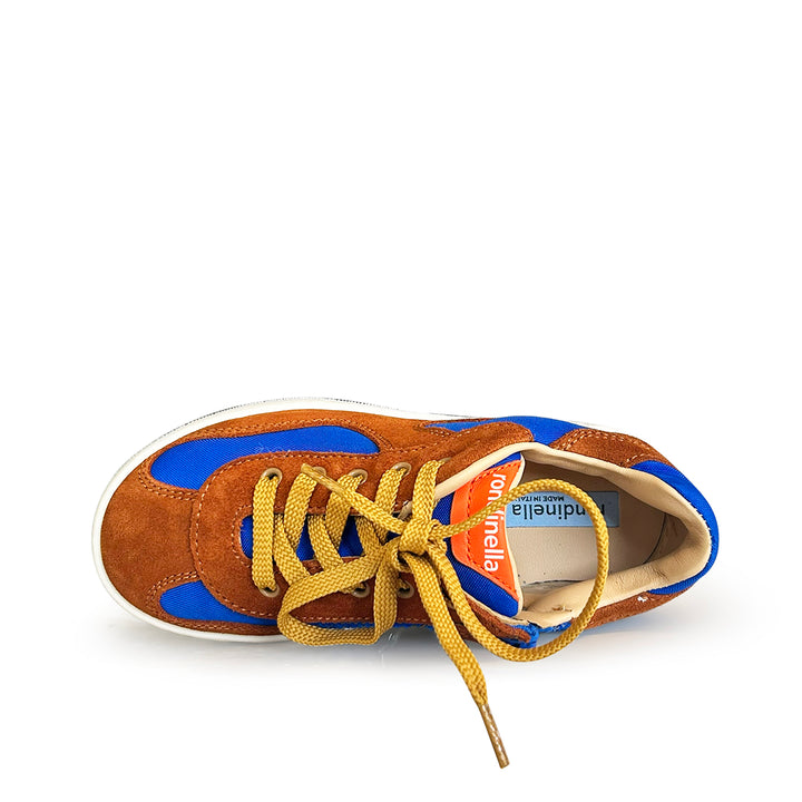 Sneaker bruin en blauw