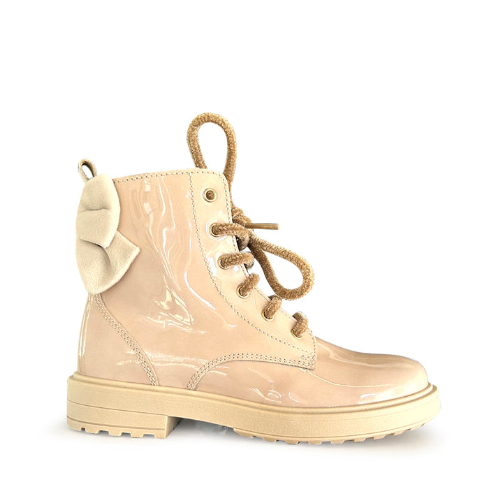 Beige bottine met strik in lakleer 28-30