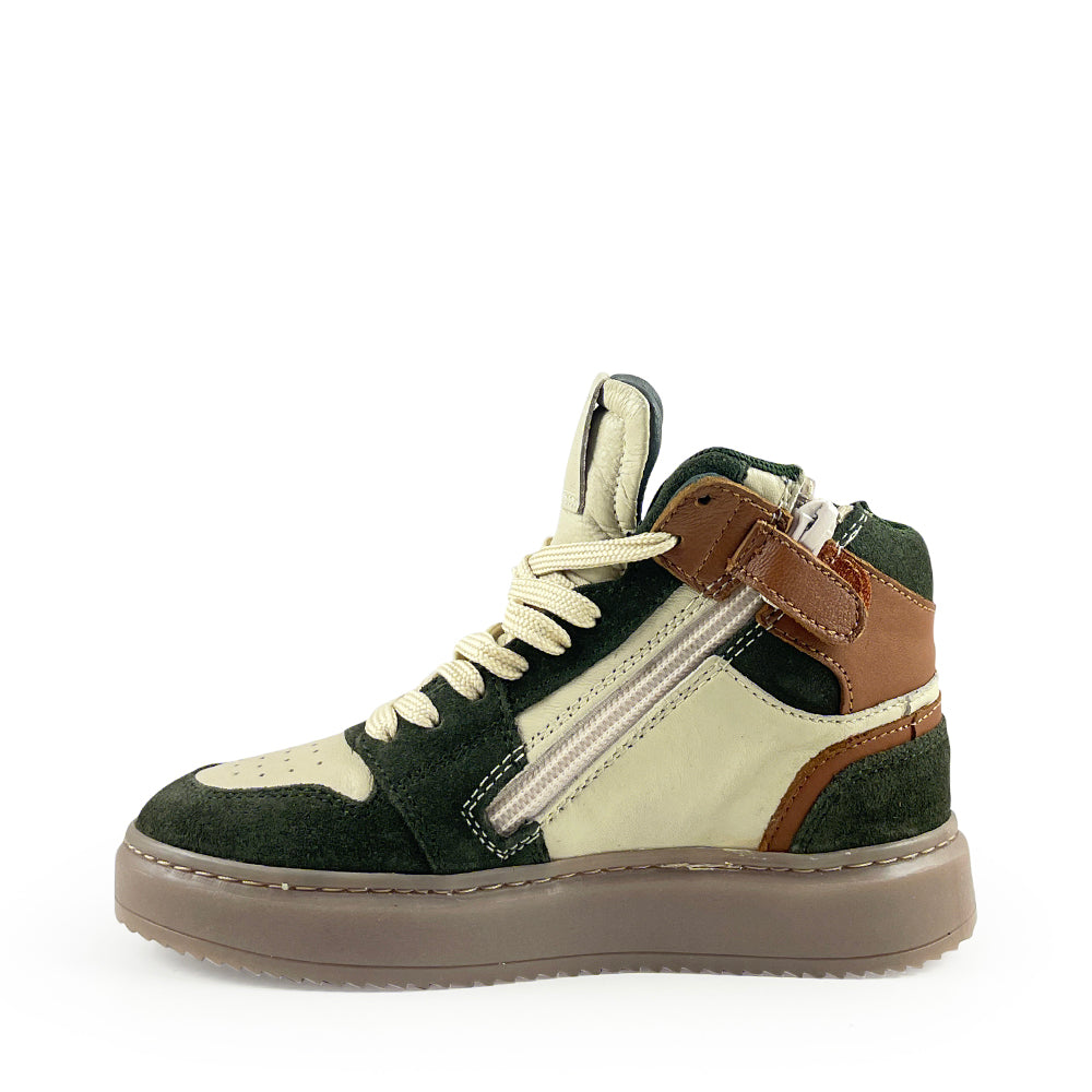 Sneaker wit bruin groen