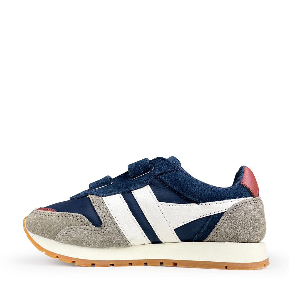 Donkerblauwe Gola schoen met grijze en witte accenten