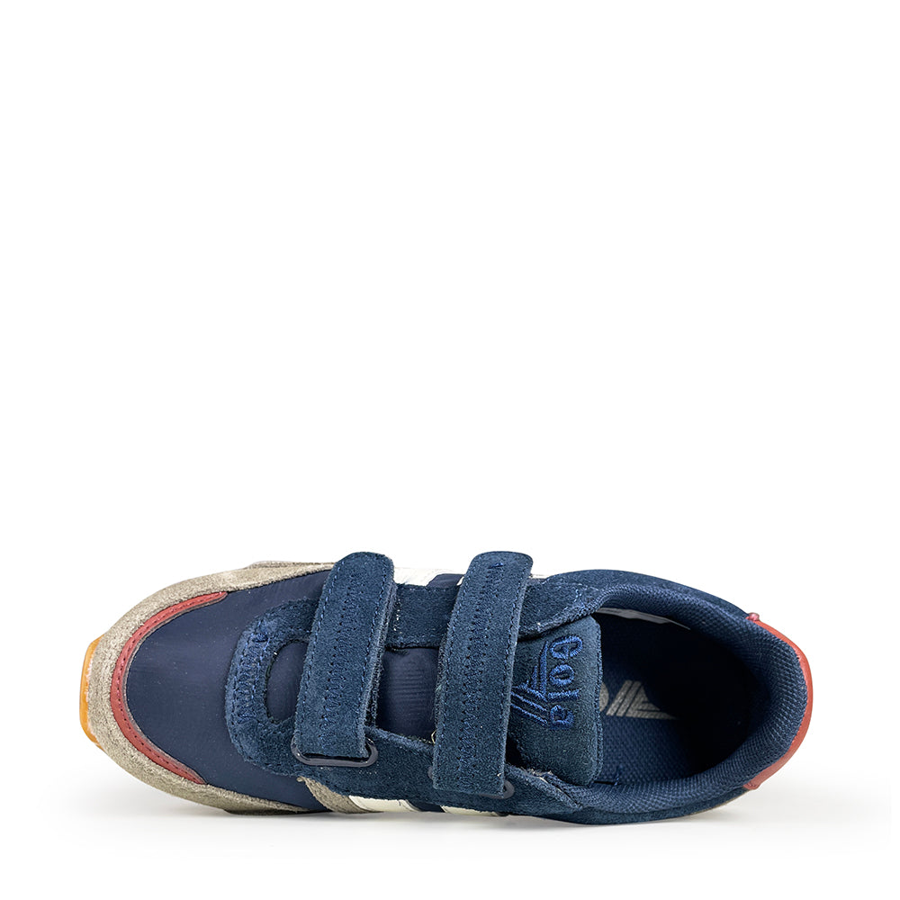 Bovenaanzicht van donkerblauwe Gola schoen met velcro