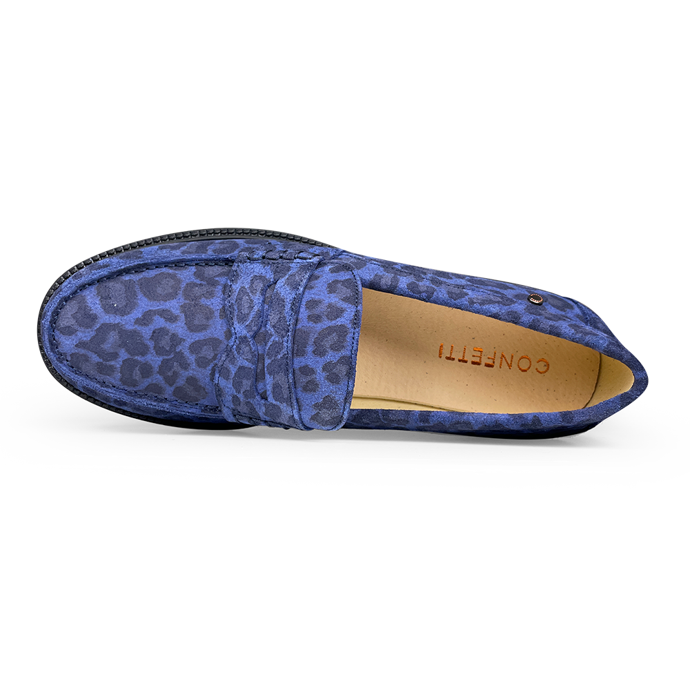 Loafer blauw leopard