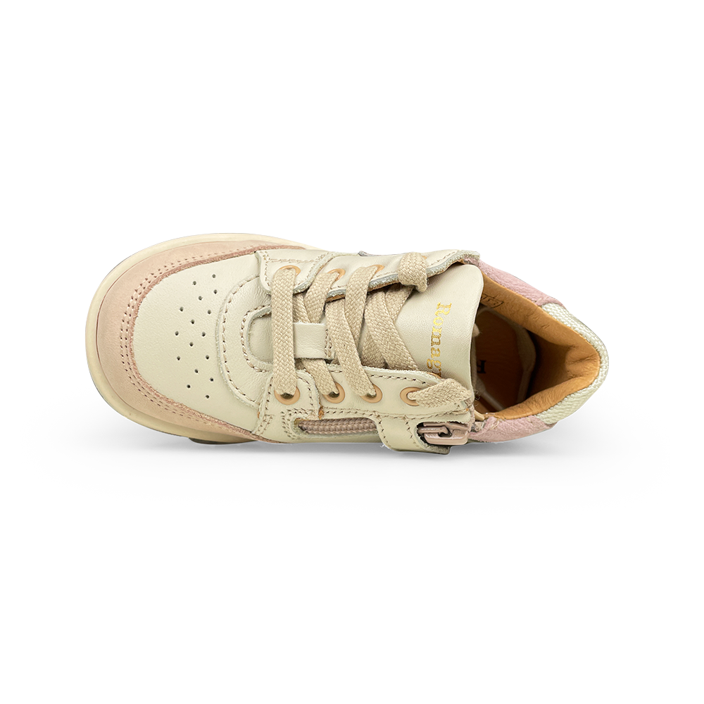 Beige sneaker met roze