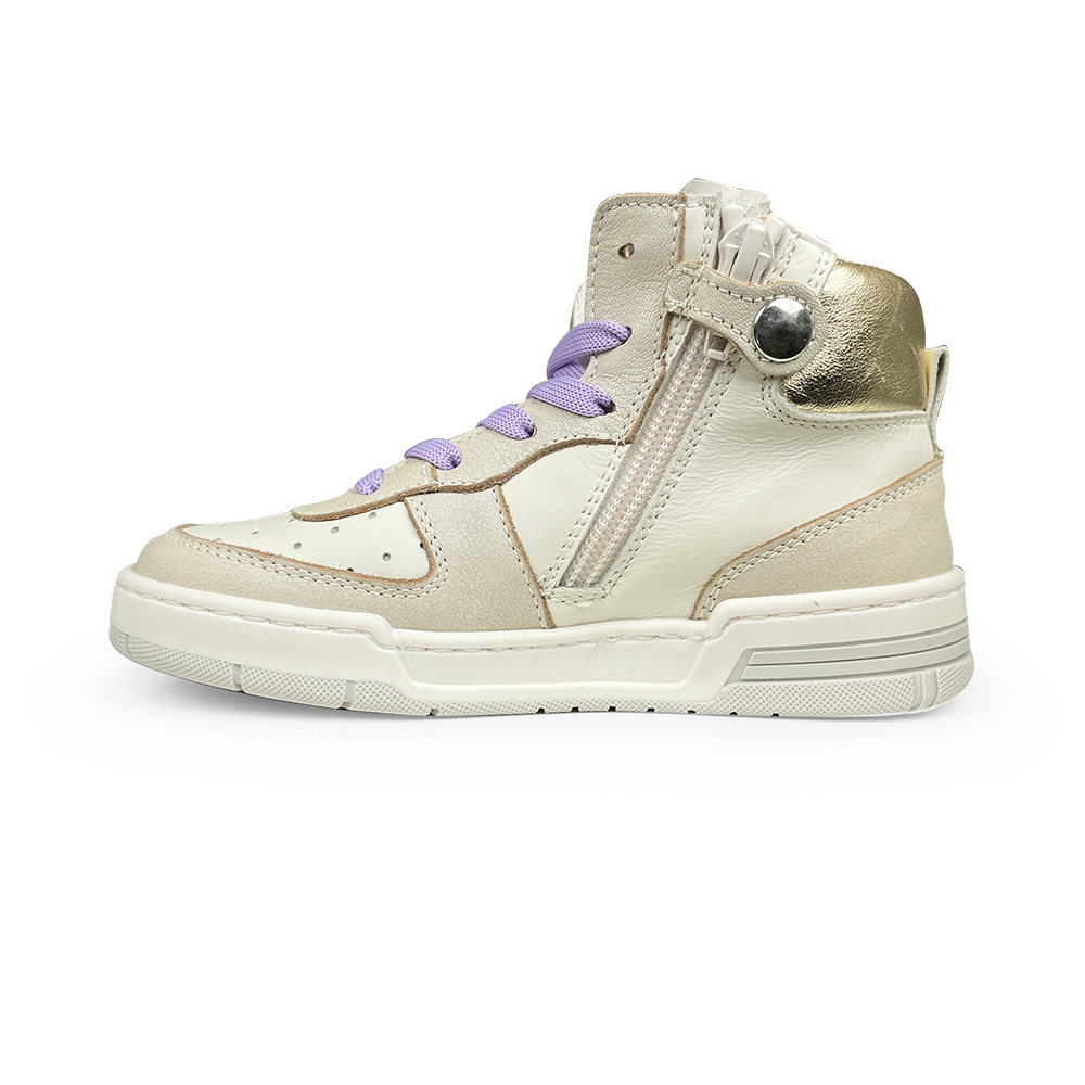 Sneaker wit, goud en lila