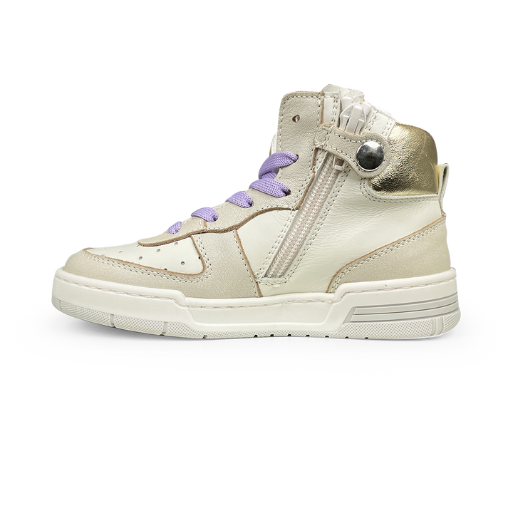 Sneaker wit, goud en lila