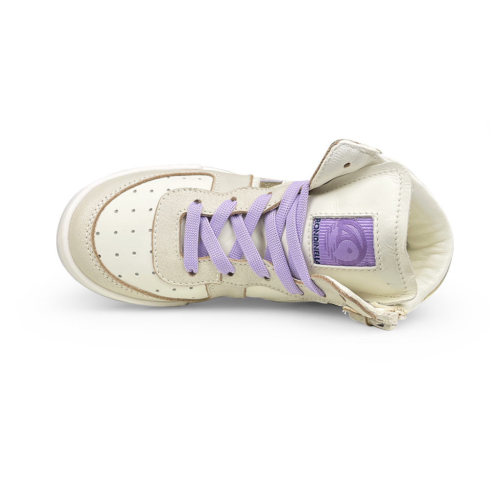 Sneaker wit, goud en lila