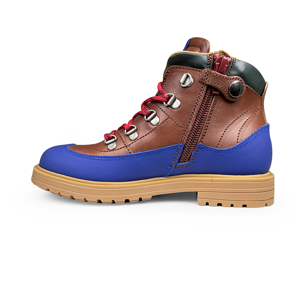 Botinne bruin, blauw en rood
