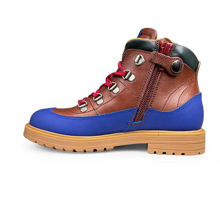 Botinne bruin, blauw en rood
