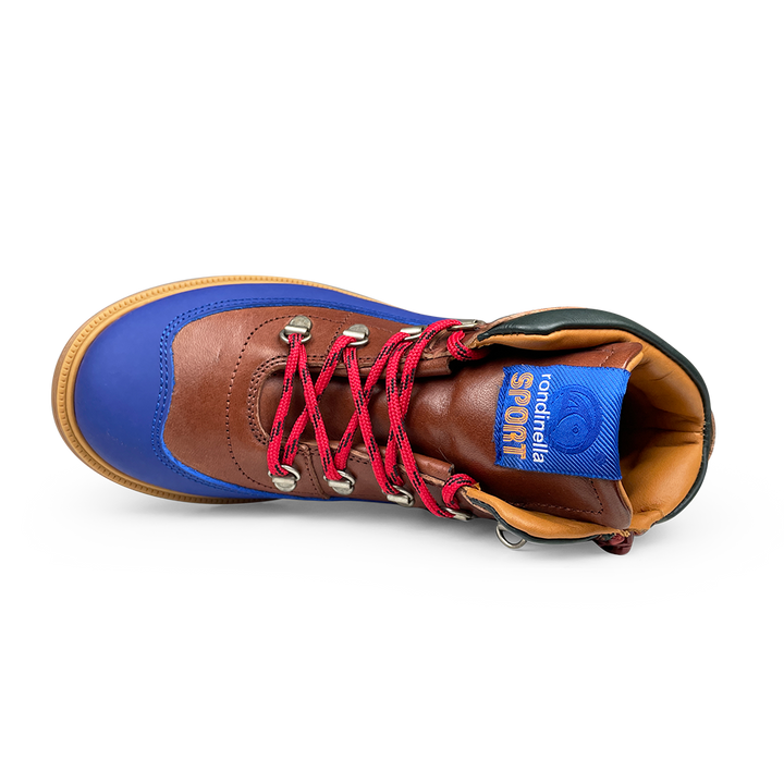 Botinne bruin, blauw en rood