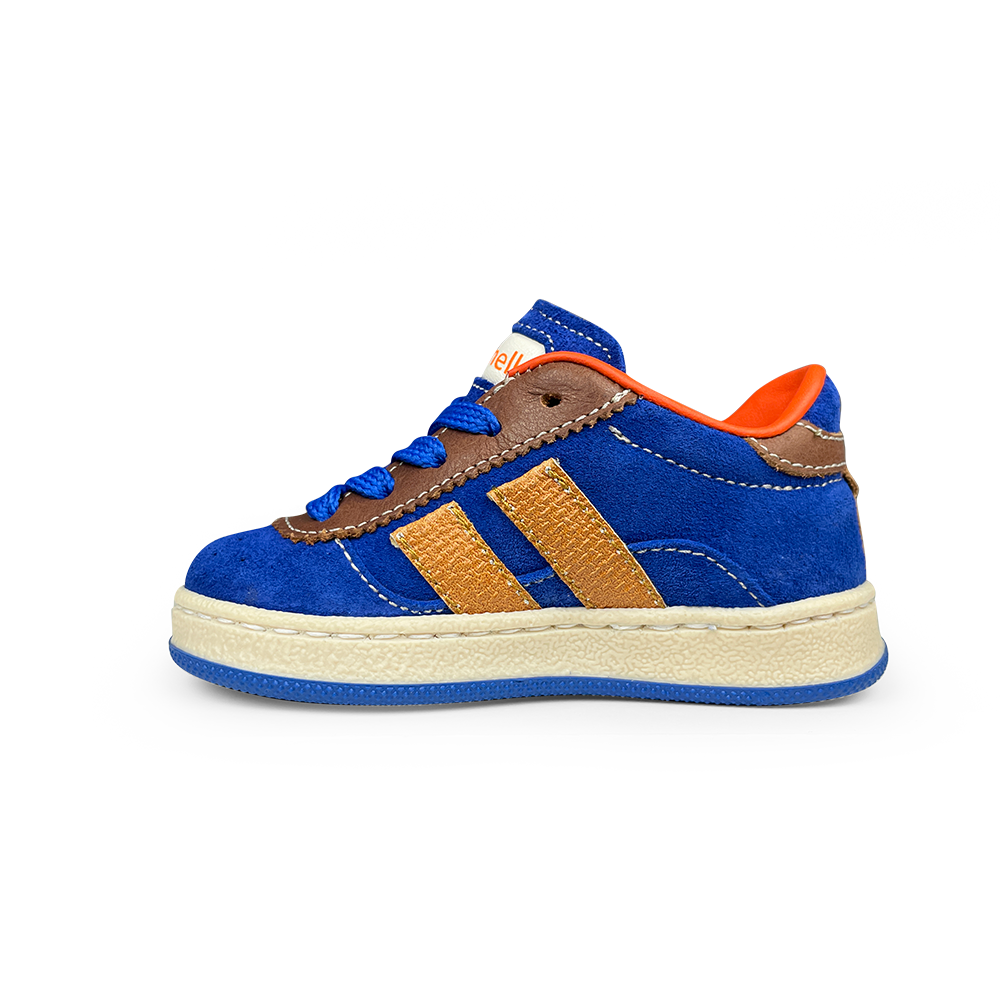 Sneaker blauw en oker