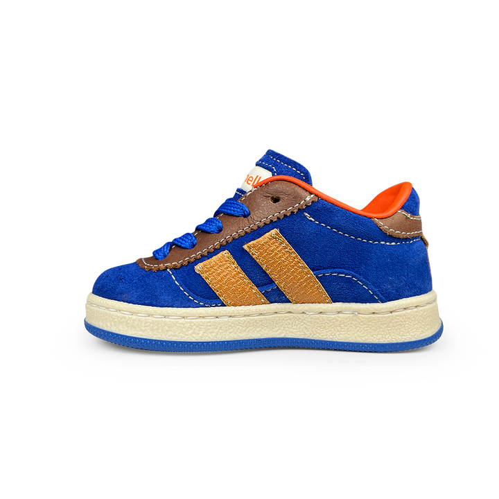 Sneaker blauw en oker