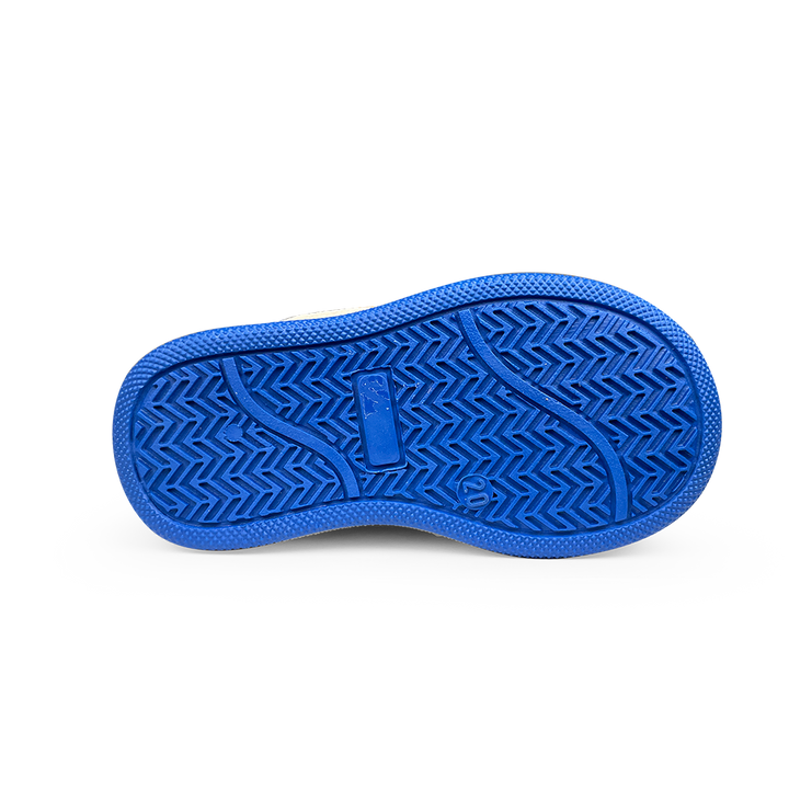 Sneaker blauw en oker