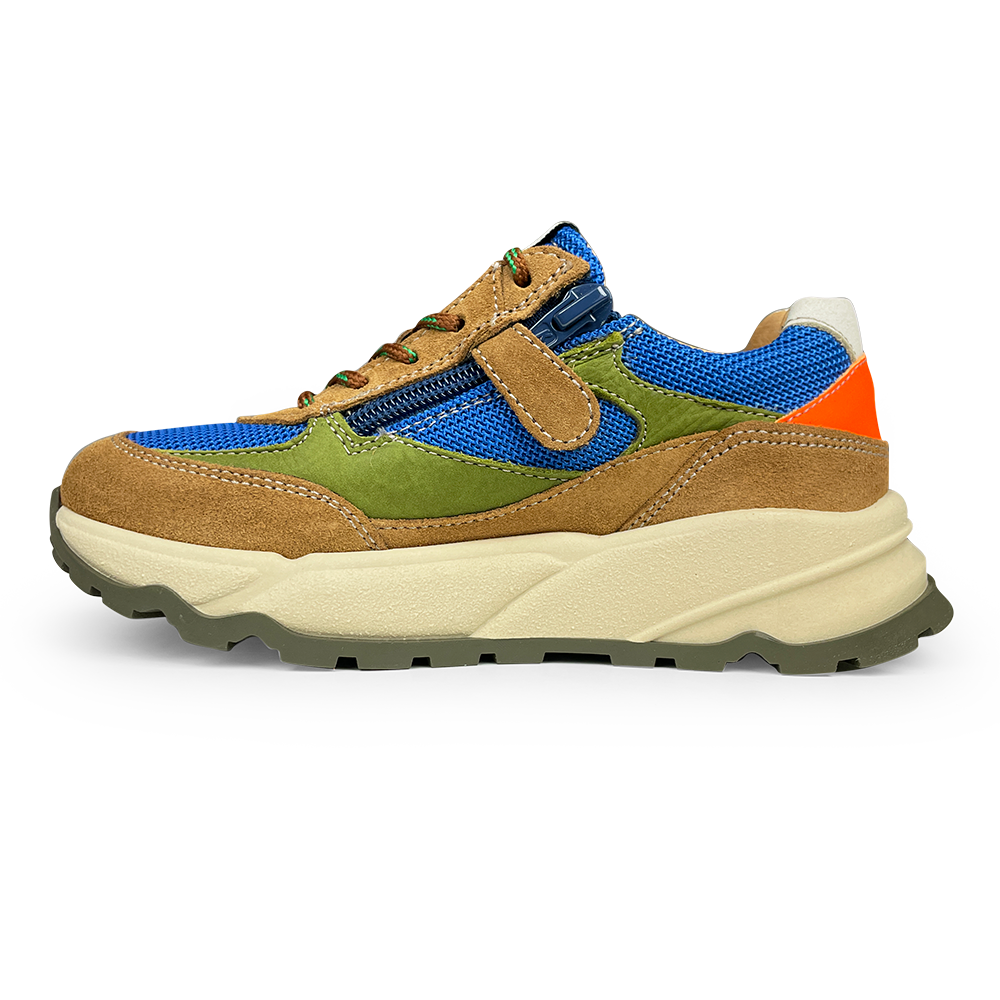 Runner met blauw, bruin en groen