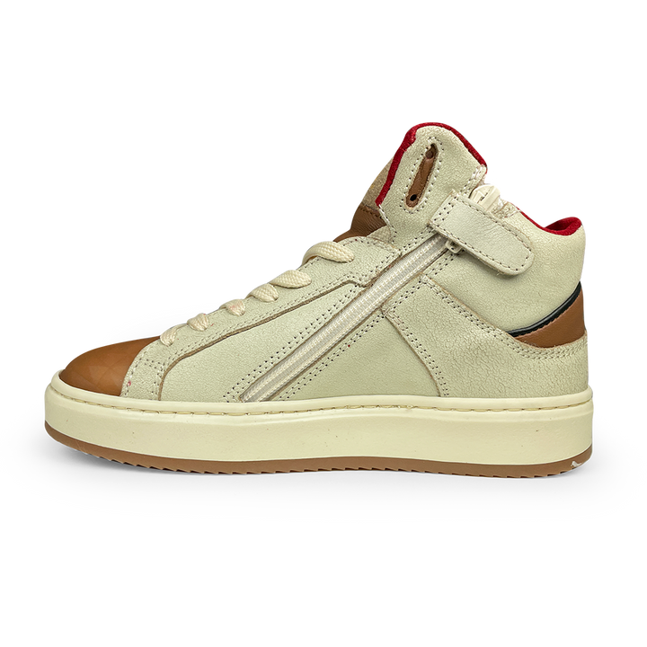 Hoge beige sneaker met bruin