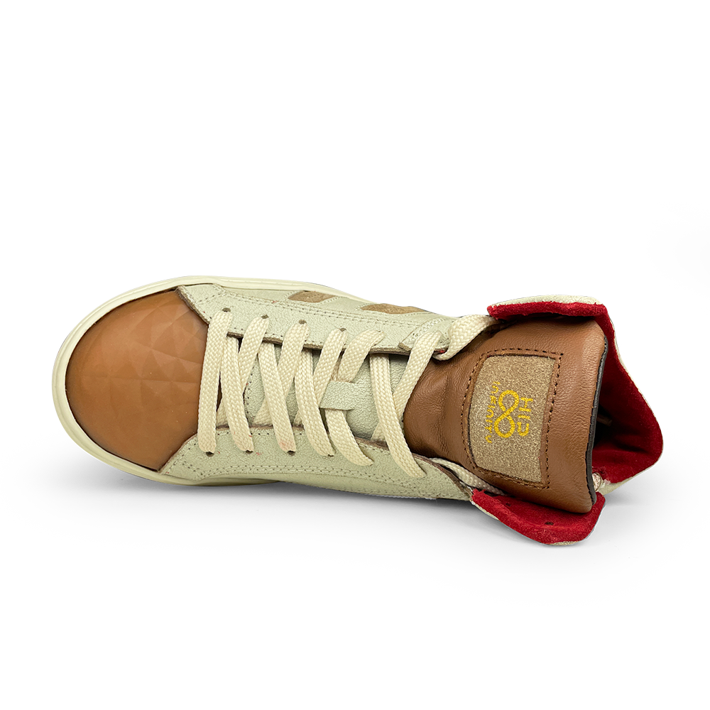 Hoge beige sneaker met bruin