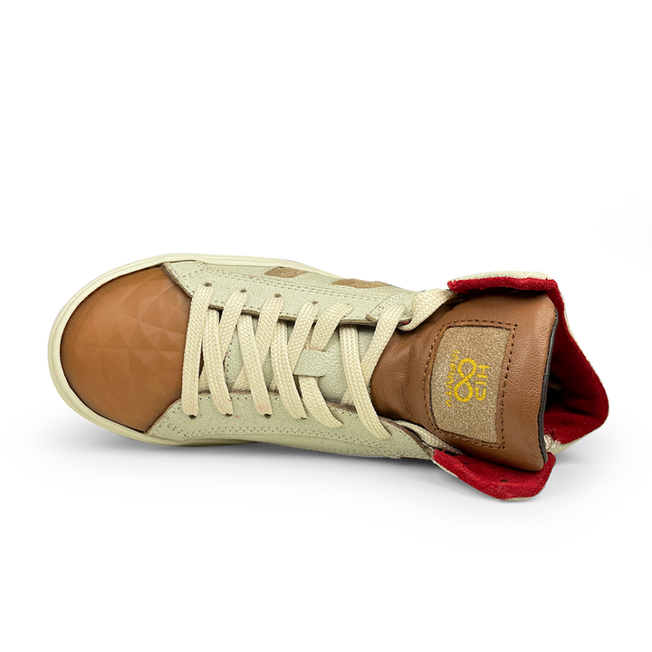Hoge beige sneaker met bruin