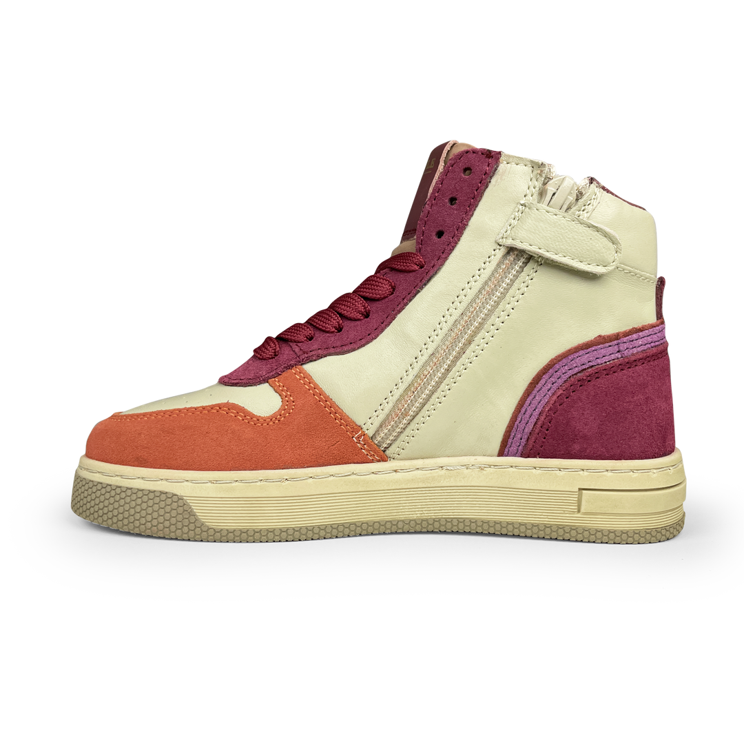 Hoge sneaker met roze en rood