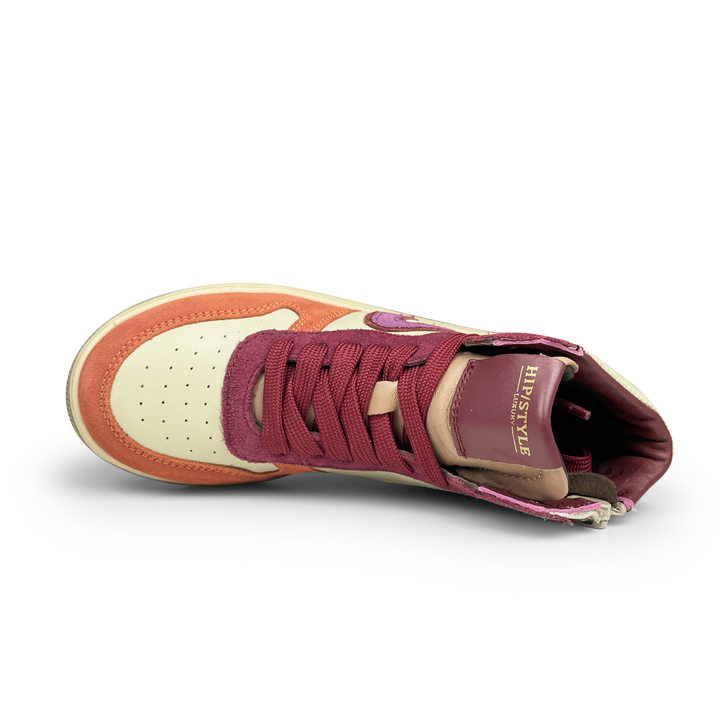 Hoge sneaker met roze en rood