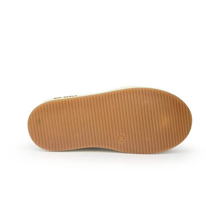Hoge beige sneaker met zwart, bruin en rood