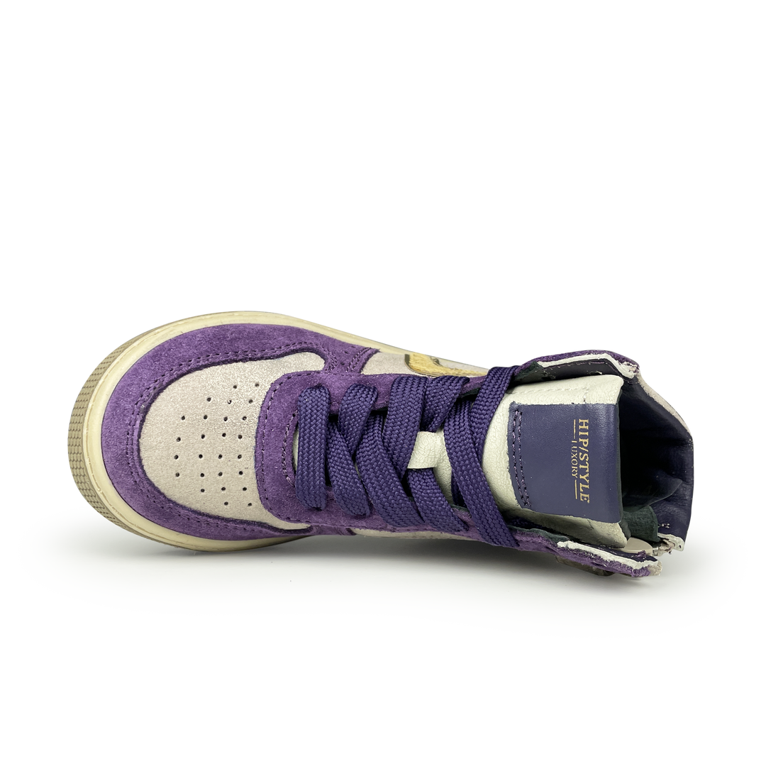 Hoge sneaker met paars en zilver