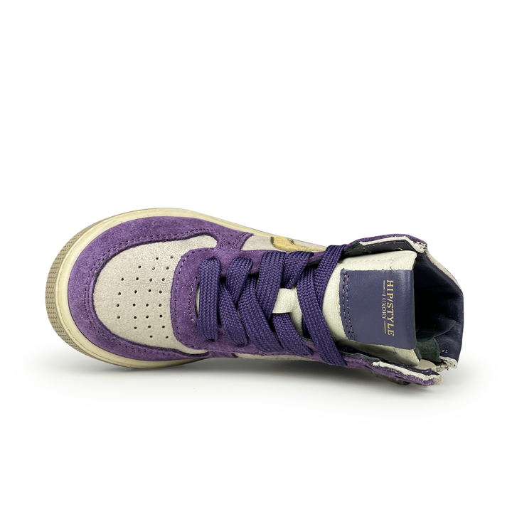 Hoge sneaker met paars en zilver