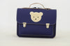 Lederen kleutertas teddy in marineblauw