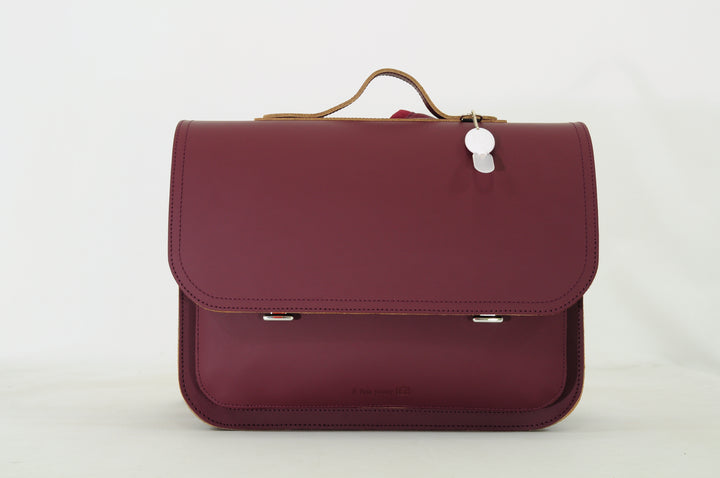 Lederen boekentas in aubergine