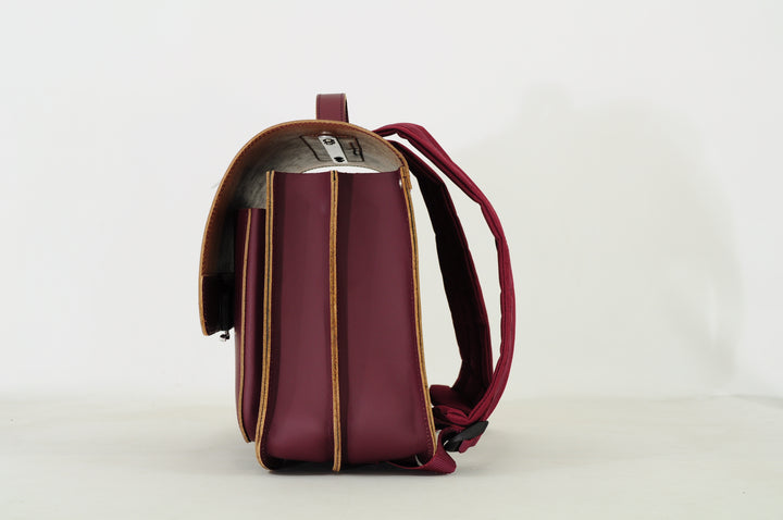 Lederen boekentas in aubergine