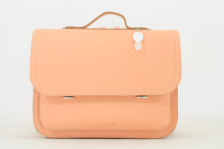 Lederen boekentas in peach