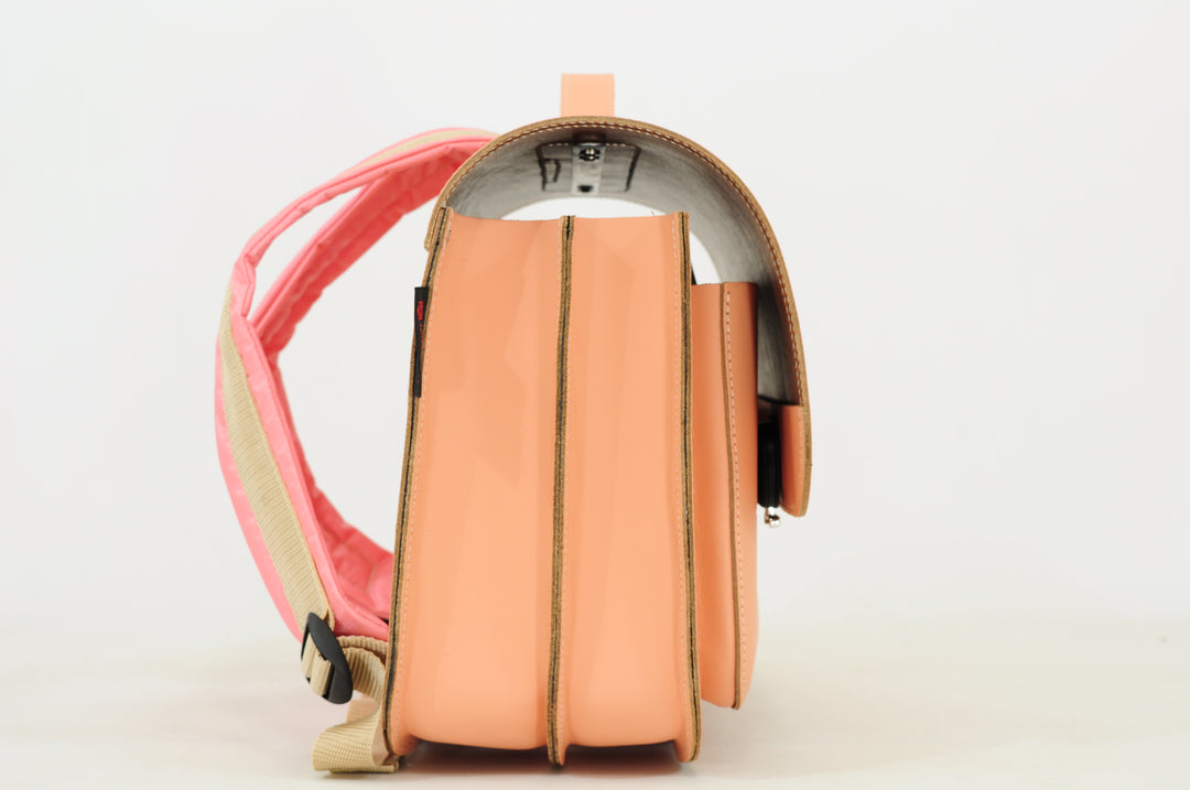 Lederen boekentas in peach
