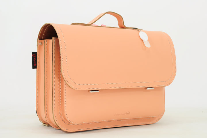 Lederen boekentas in peach