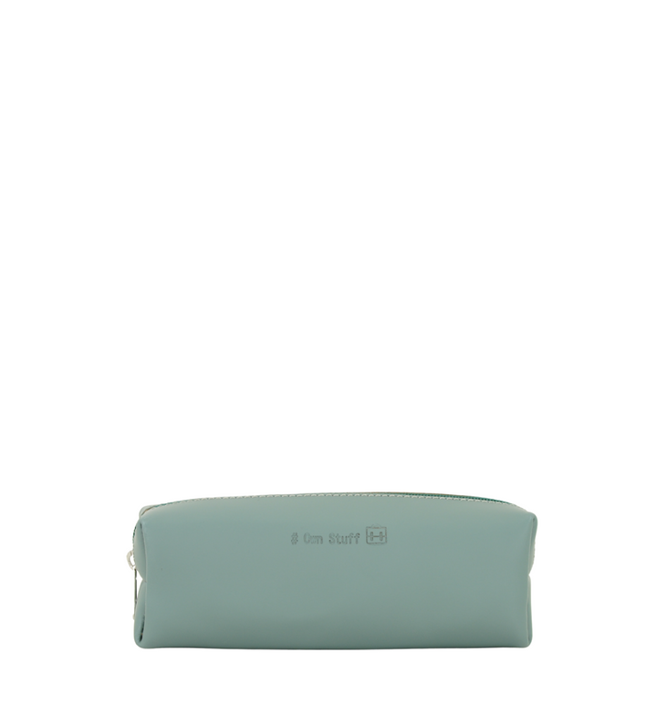 Mintgroen leren etui met rits – voorkant