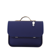 Lederen boekentas in marineblauw met magneet