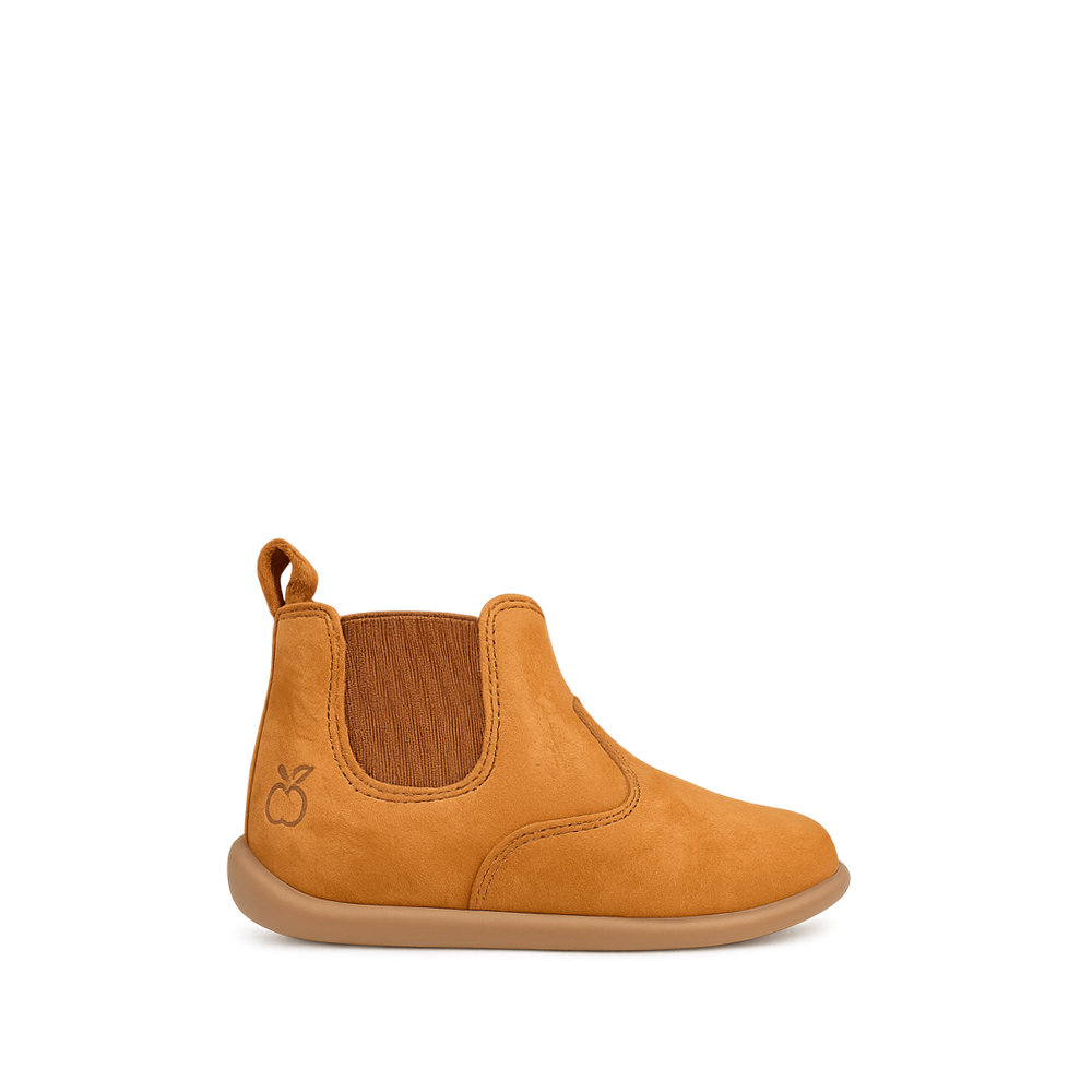 Pom d’Api eerste stapschoen in cognac nubuck met zijdelingse rits