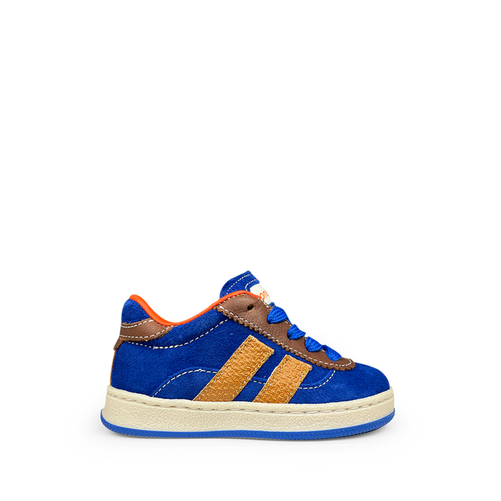 Sneaker blauw en oker