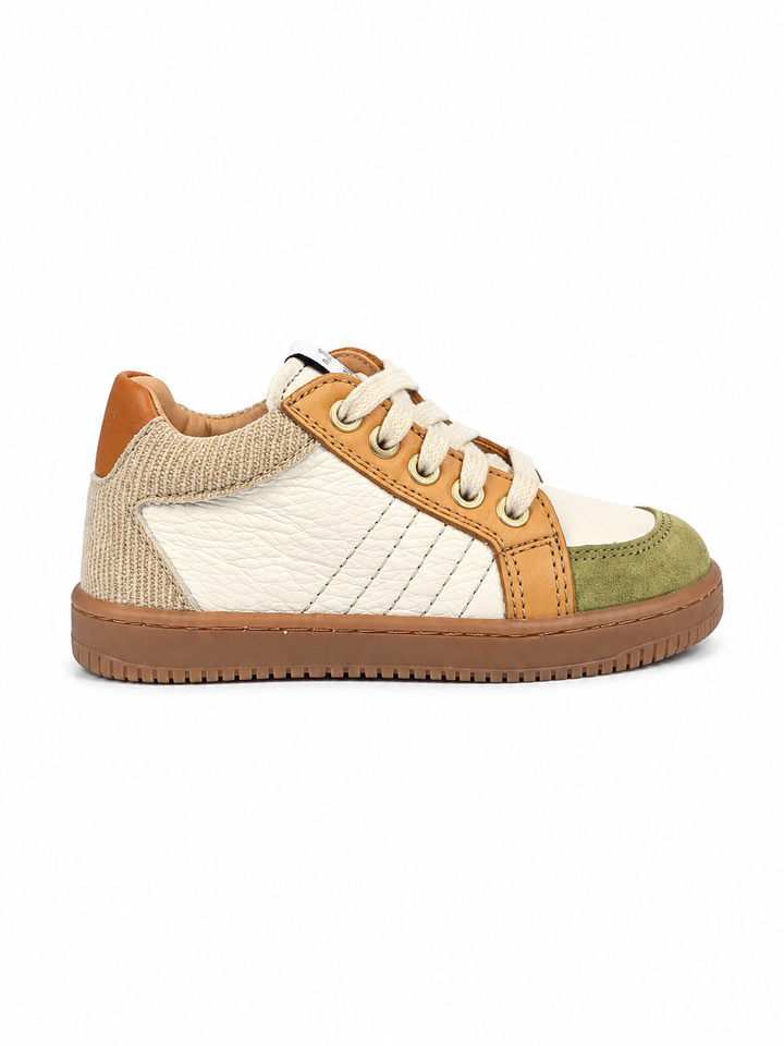 Sneaker in beige met koraal