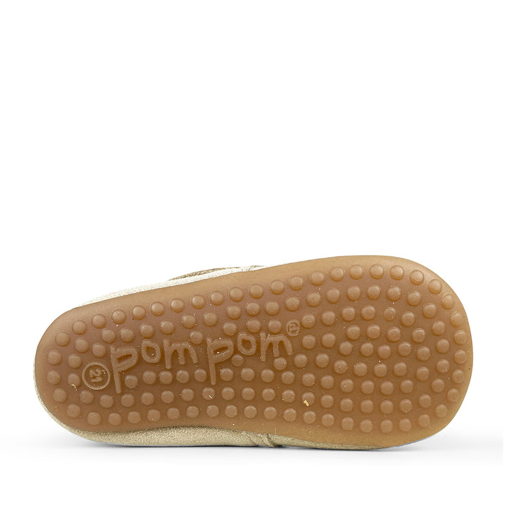 Leather velcro slipper gold glitter