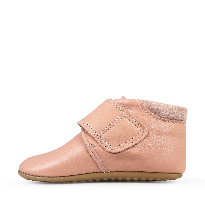 Leather velcro slipper pink