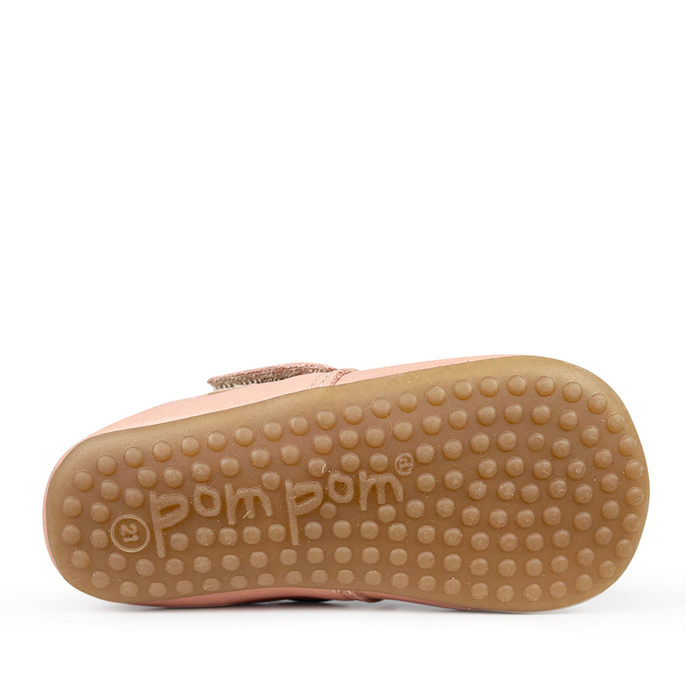 Leather velcro slipper pink