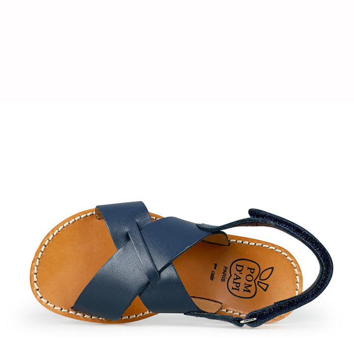 Sandal plage stitch cross blue