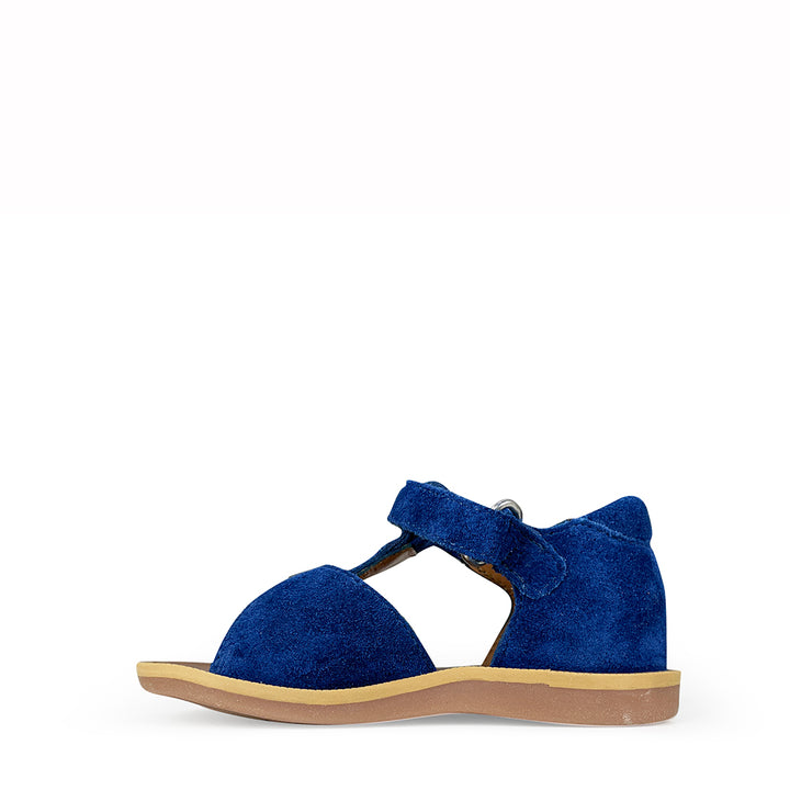 Blue sandal with closed heel