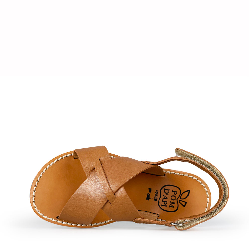 Sandal beach stitch cross camel