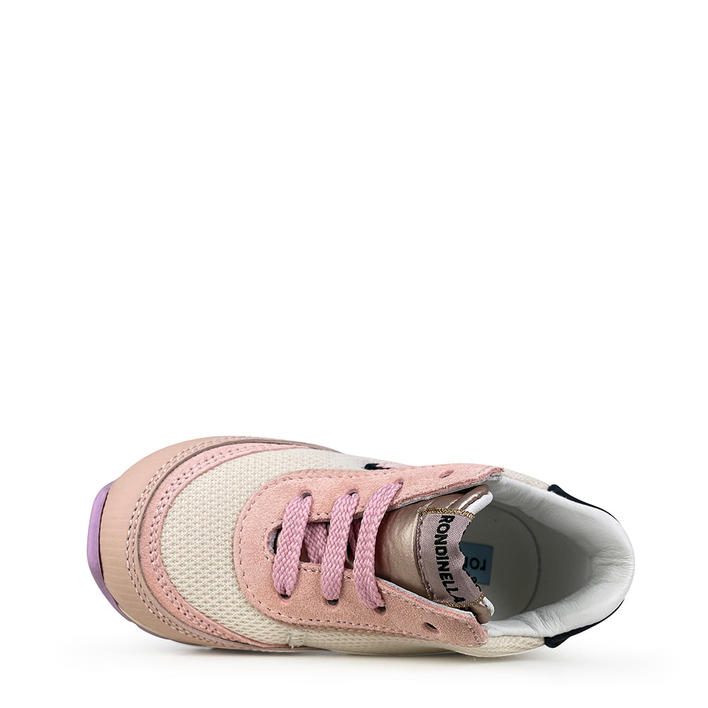 Beige sneaker met roze