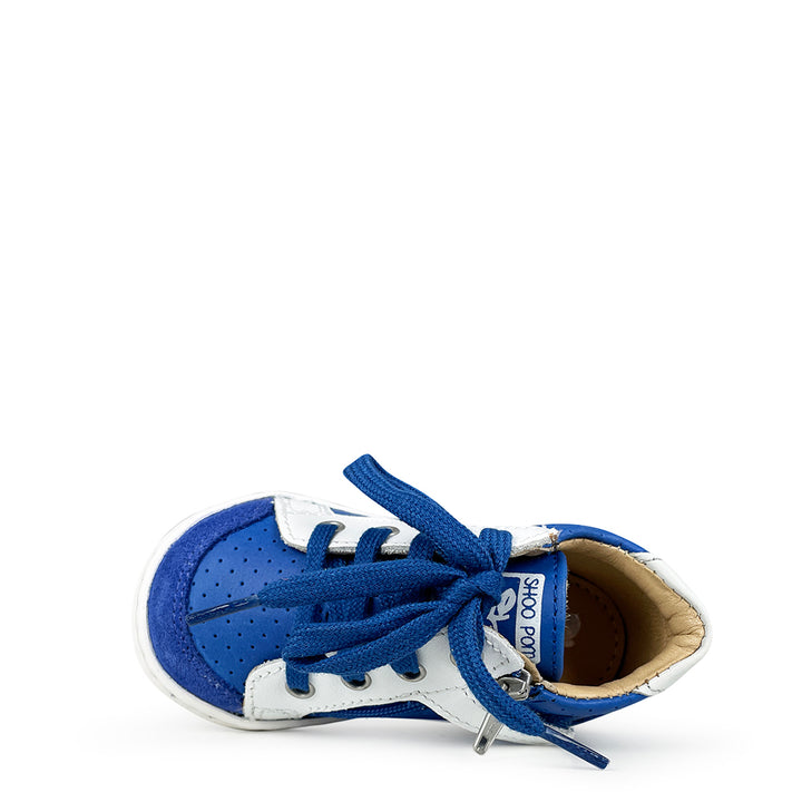 Blauwe sneaker met wit