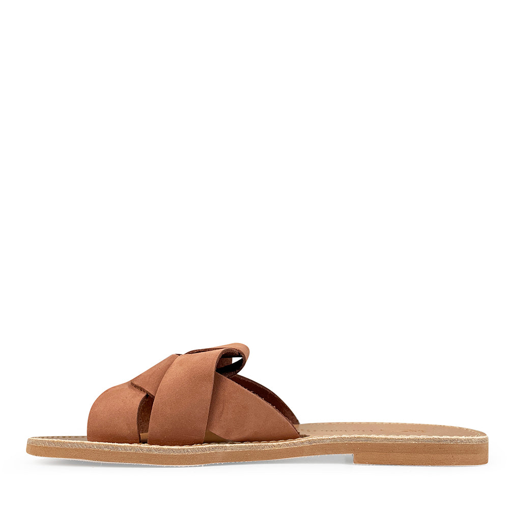 Stijlvolle terracotta lederen slippers