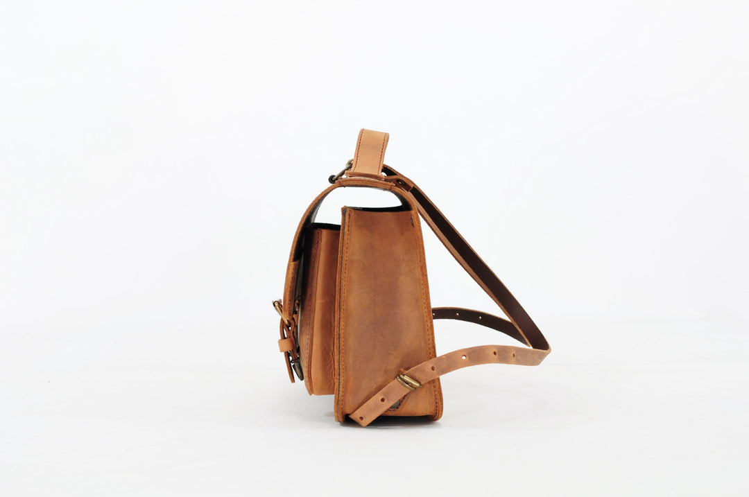 Brown leather toddler bag